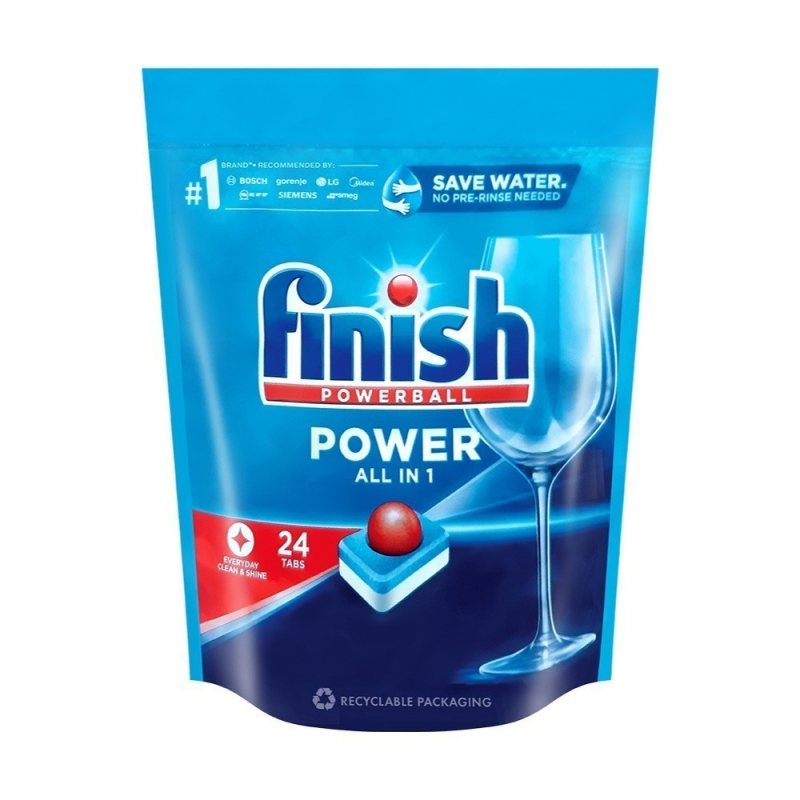 Túi 24 viên Finish All in 1 Max 2025, 10 tính năng, dành cho máy rửa chén 9-13 bộ, làm sạch hiệu quả